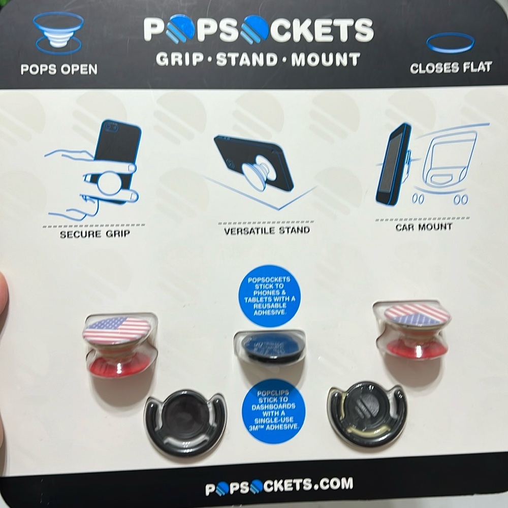 NEW Pop sockets Grip Stand Mount Pop US Flag Americana Cell Phone Accessory NIB